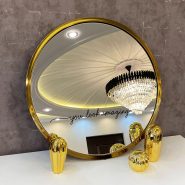 قاب آینه فلزی طرح amazing رنگ طلایی
