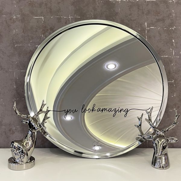 قاب آینه فلزی طرح amazing رنگ نقره ای